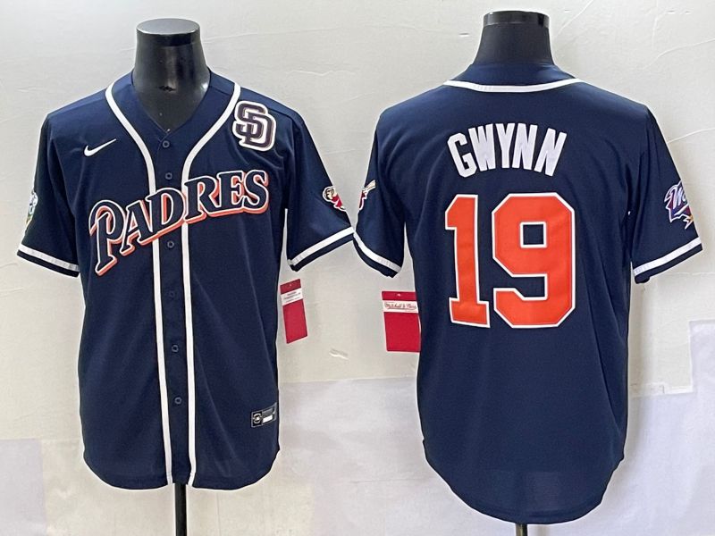 Men 2025 San Diego Padres #19 Gwynn Blue Throwback Game Nike MLB Jersey style 68->houston astros->MLB Jersey